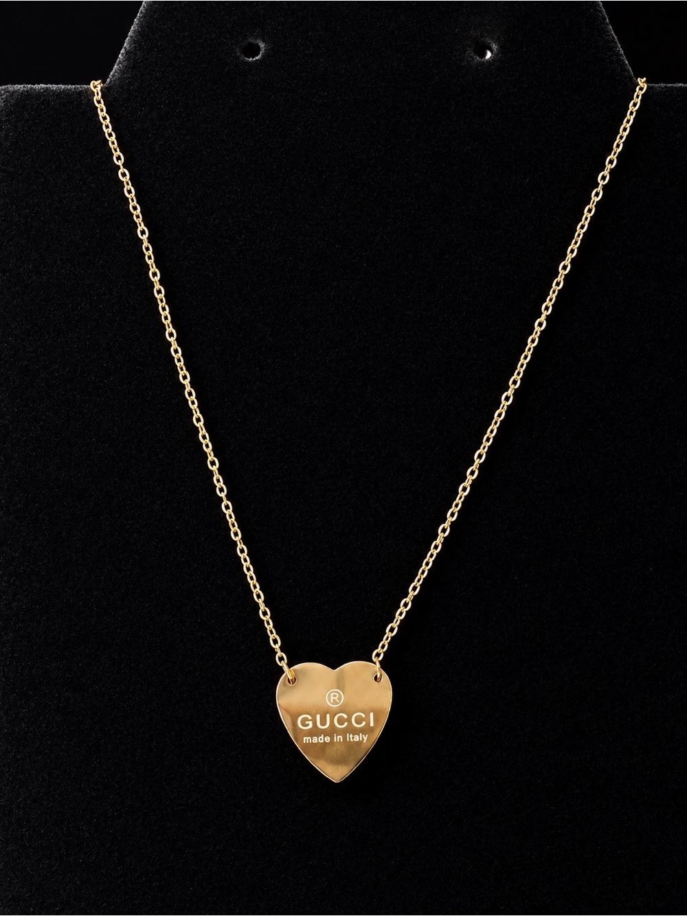Gucci Gold Heart Pendant Necklace with Logo